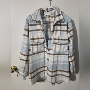 Ardene Blue and Brown Plaid Utility Jacket